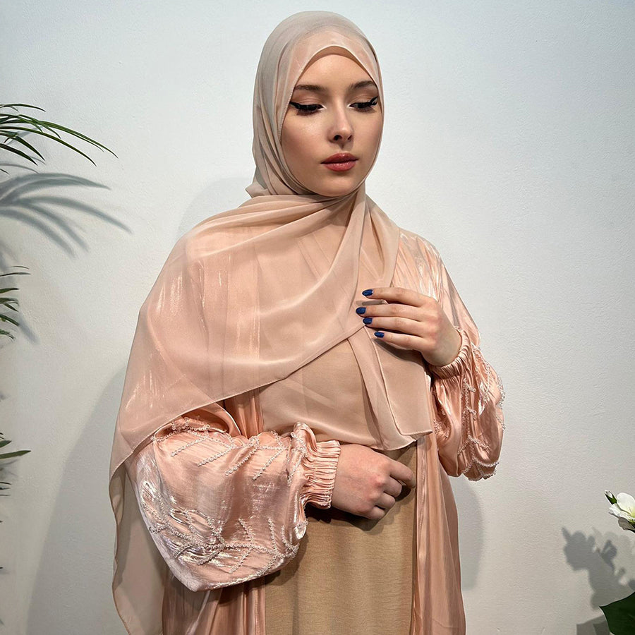 Desert Rose: Zweiteilige Abaya in Sanftem Rosa