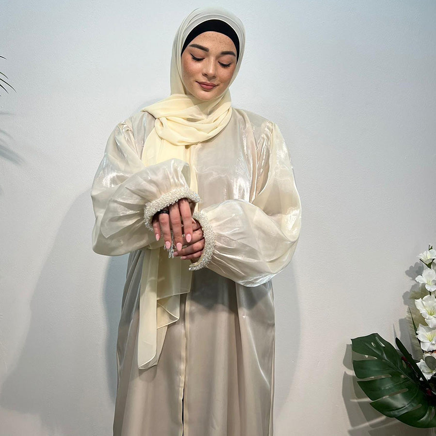 Seidenlicht Abaya mit Spitzenärmeln