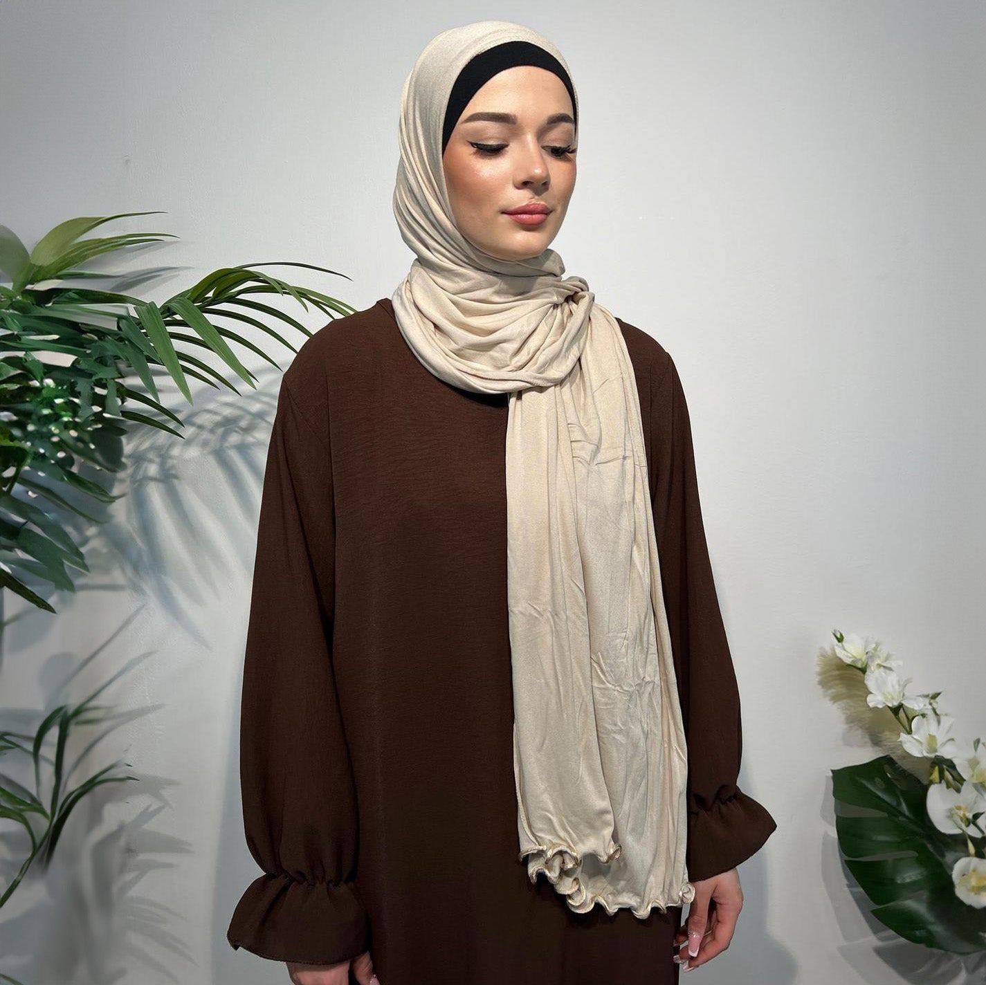Baumwolle Jersey Kopftuch mit Wellenmuster – Stilvoll und Komfortabel