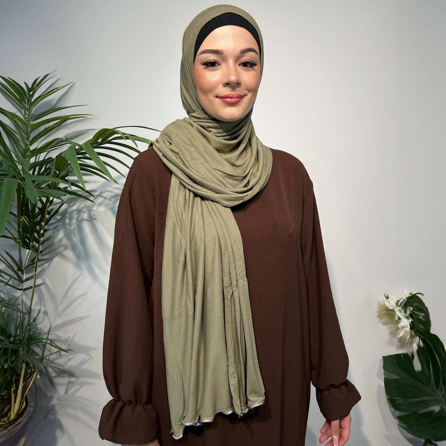 Baumwolle Jersey Kopftuch mit Wellenmuster – Stilvoll und Komfortabel
